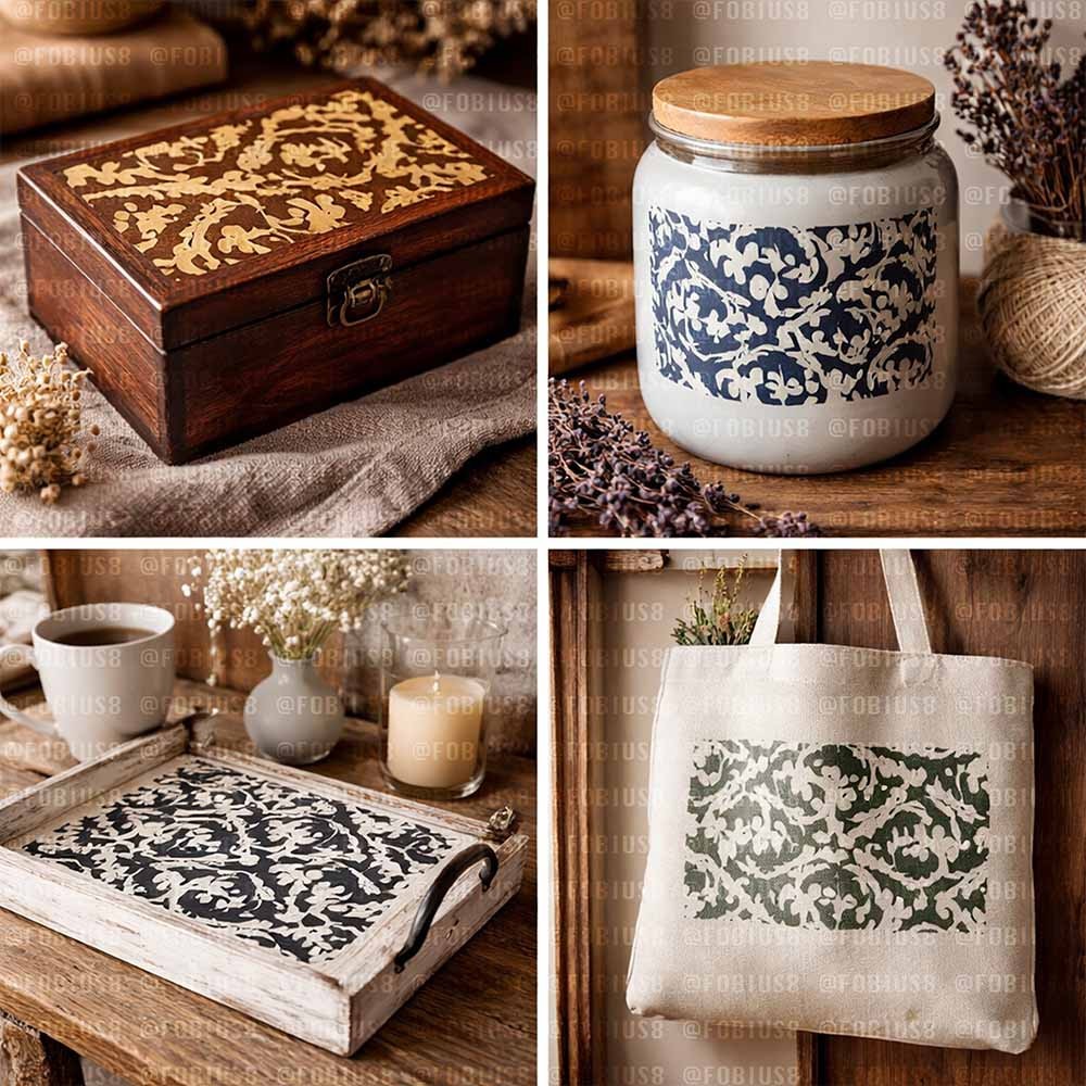 Ornamental Scroll Stencil - Decorative Pattern 10 Mil Mylar Template