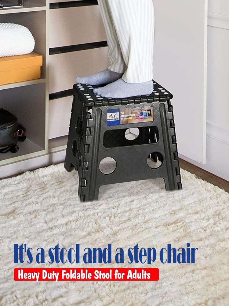 FOLDING STEP STOOL 13 INCH HEAVY DUTY PLASTIC FOLDABLE STEP STOOL FOR KIDS AND A
