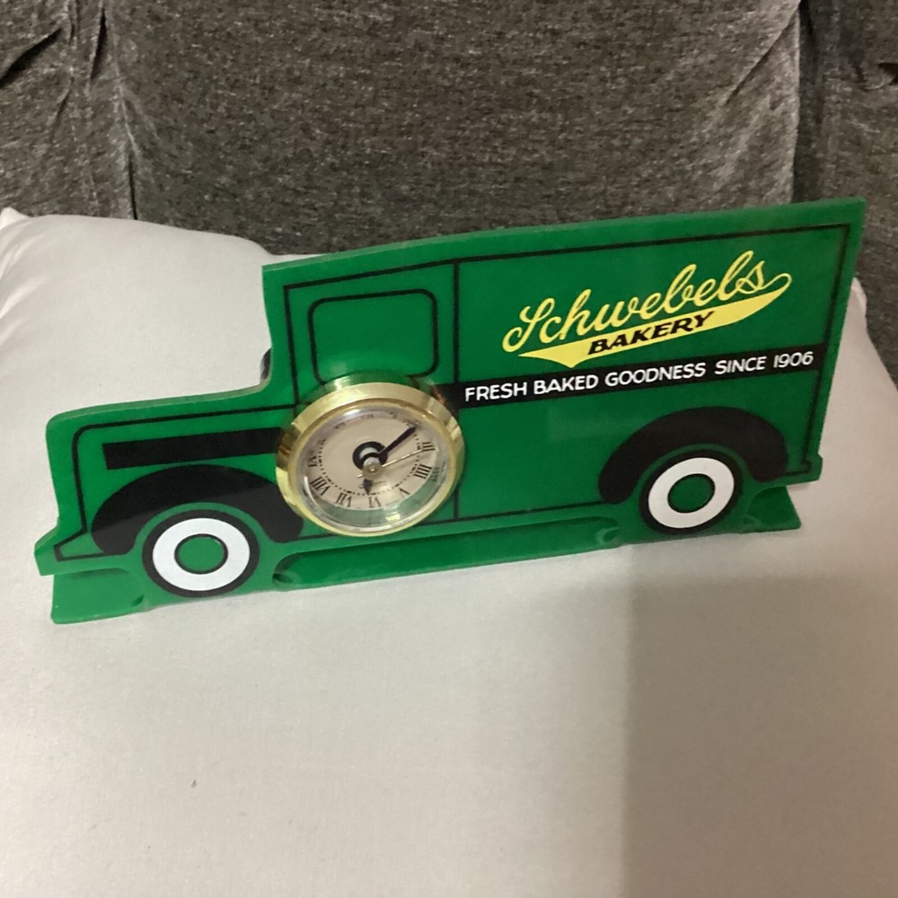 Vintage Schwebels Bakery Advertising Clocks ( Works )