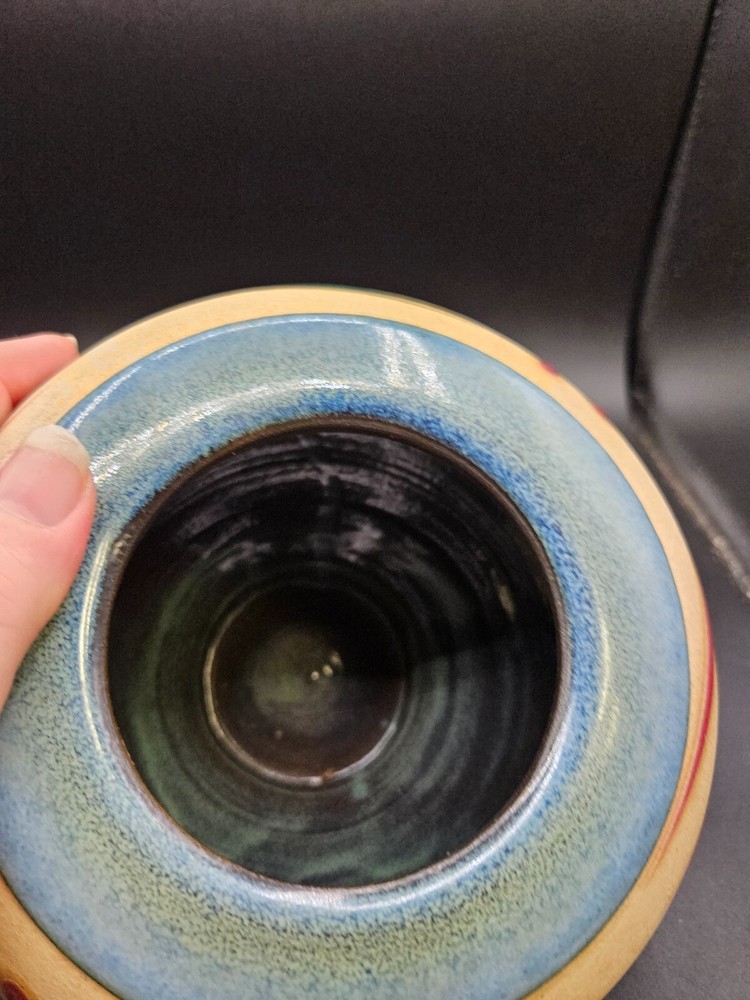 VTG. Ceramic Pottery Vase Multicolored