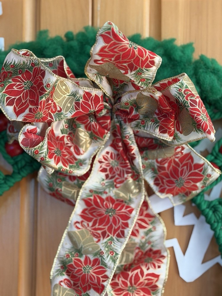 VTG Macrame Christmas Wreath Wall Hanging Handmade