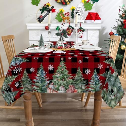 Christmas Tablecloth (red and Black, 70" x 50" (Rectangular) Red and Black
