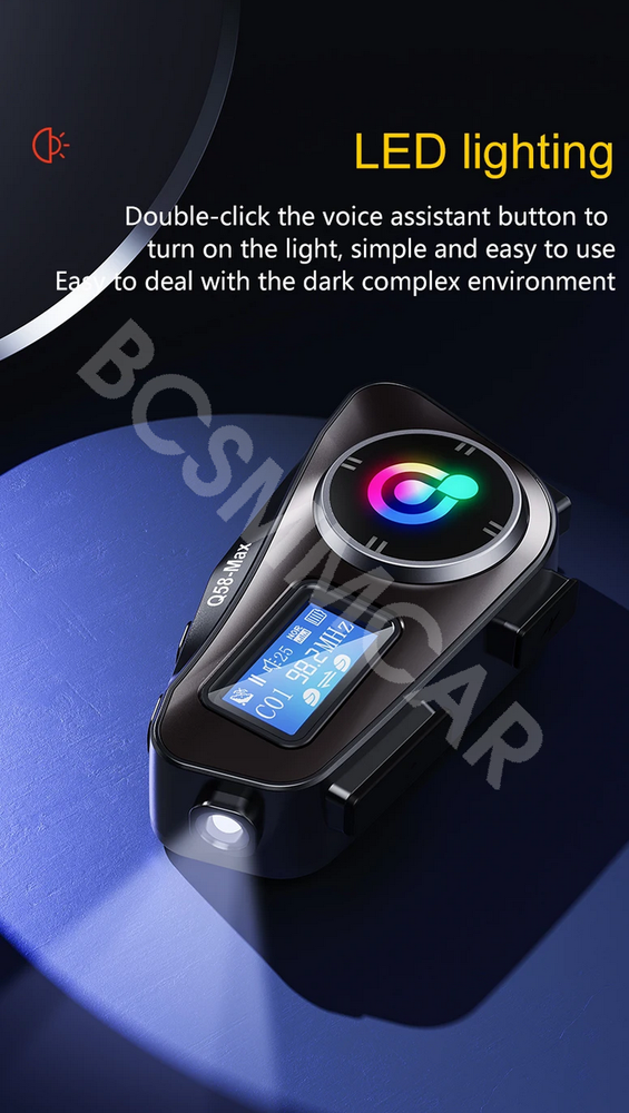 2pcs Motorcycle Intercom Helmet Bluetooth Headset Interphone With Flashlight