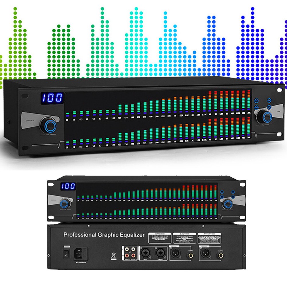 Pro Graphic Equalizer Digital Equalizer Dual 31-Band Spectrum Display US Plug