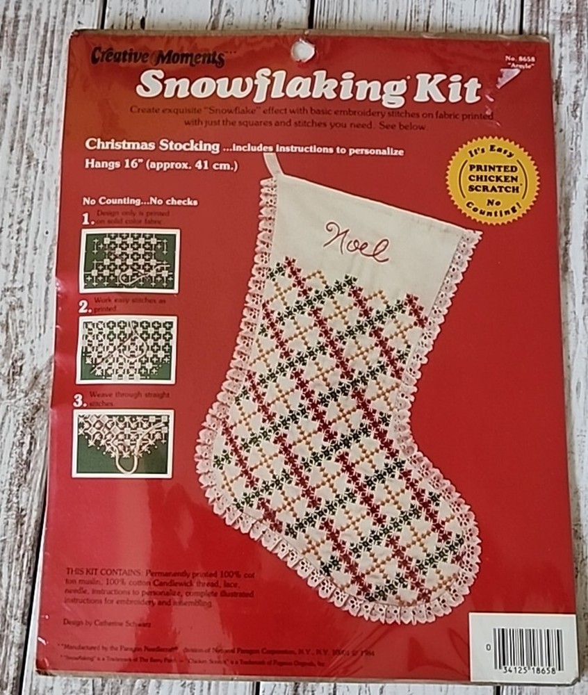 Snow Flaking Stocking Kit Basic Embroidery 1984 Pesonalized Instruction