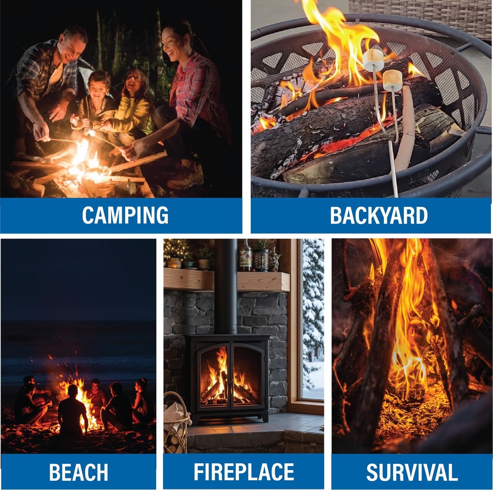Pull Start Fire String Firestarter | No Matches Required, 3 Count, White