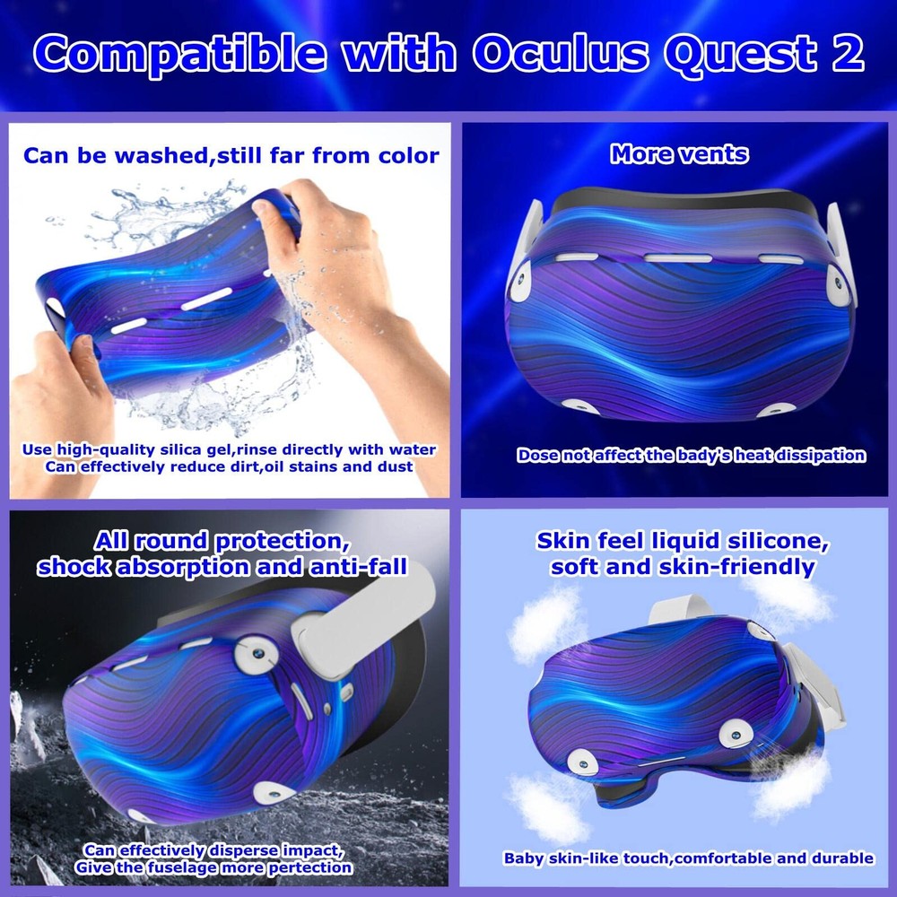 Compatible with Oculus Quest 2 Accessories, Silicone Face Cover, VR Shell