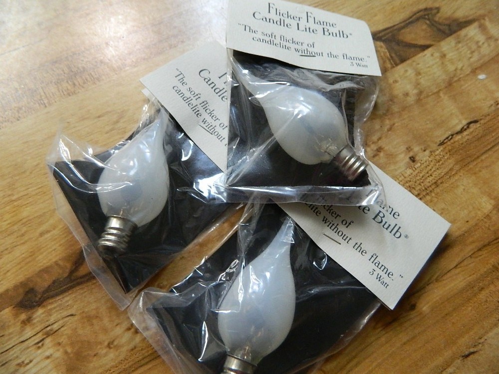 THREE  3watt Orange FLICKER silicone candle light bulbs 364029