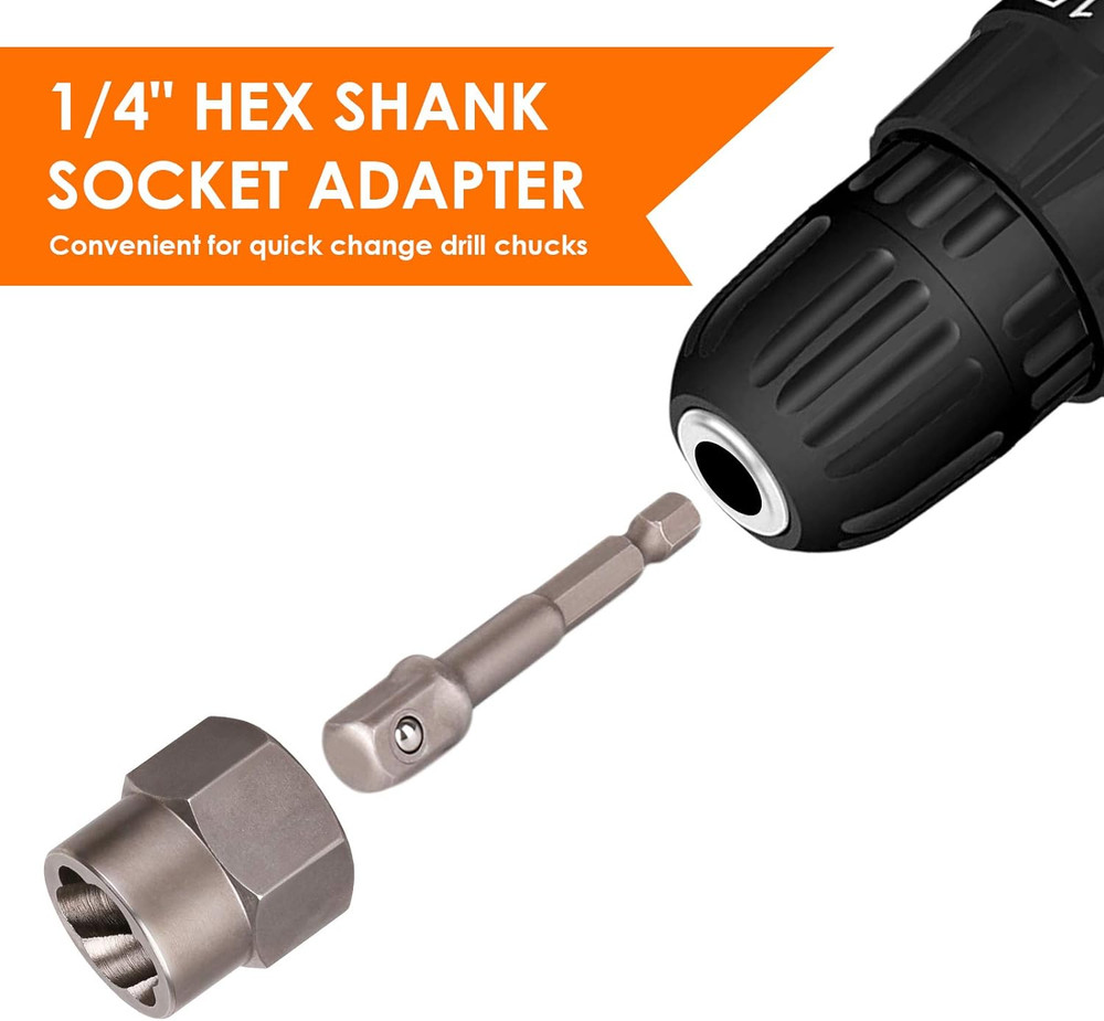 THINKWORK Bolt Extractor Kit, 13+1 Pieces Nut Extractor Socket Set, 3/8" Drive R