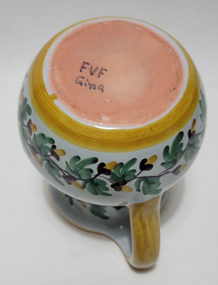 Signed Floral Hand Painted Ceramic Pitcher