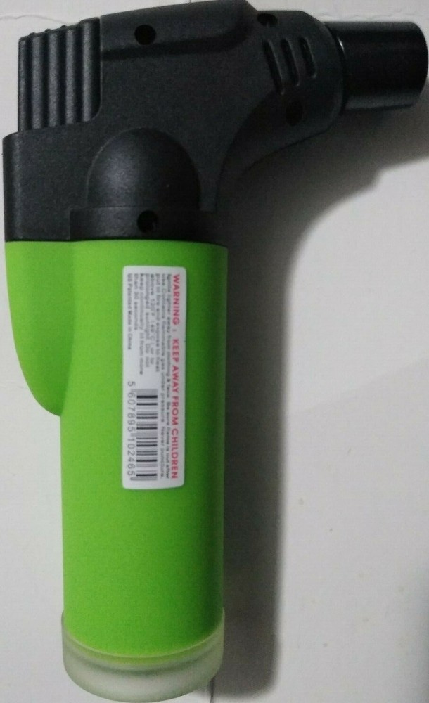 Torch Refillable Windproof Jet Lighter Color Green Size 4 inches