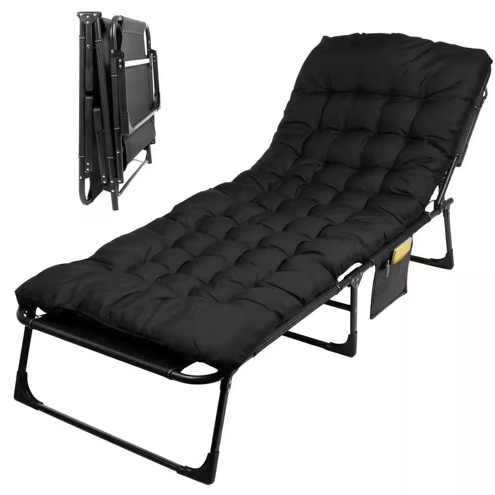 Camping Cot with Mattress, Black