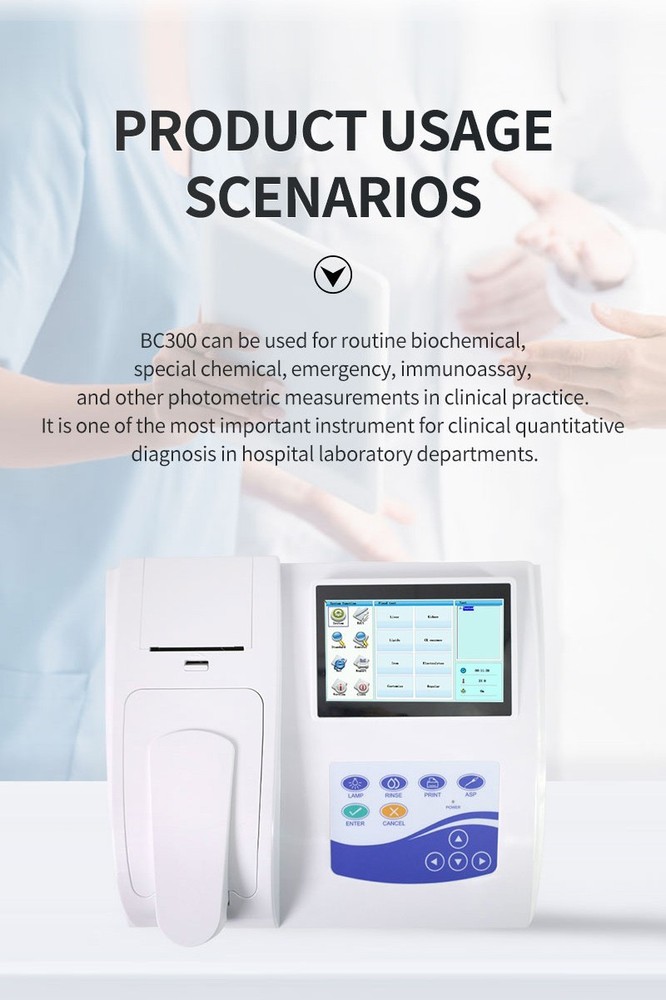 7'' Touch Screen Semi-auto Biochemistry Analyzer Blood Fluid Testing Printer