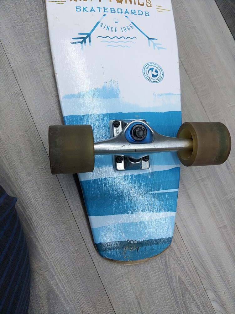 Vintage 32" Graphic Mini Longboard, White Combo Skateboard.