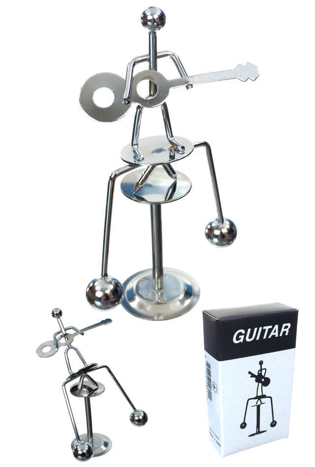 Guitar Player Silver Balancing Mini Sculpture