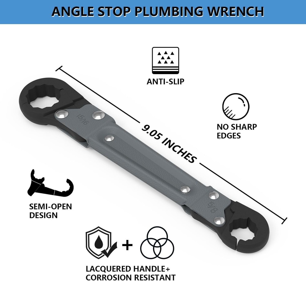Plumbing Tools Angle Stop Wrench Kit Removing Compression Ring Angle-On for Inst