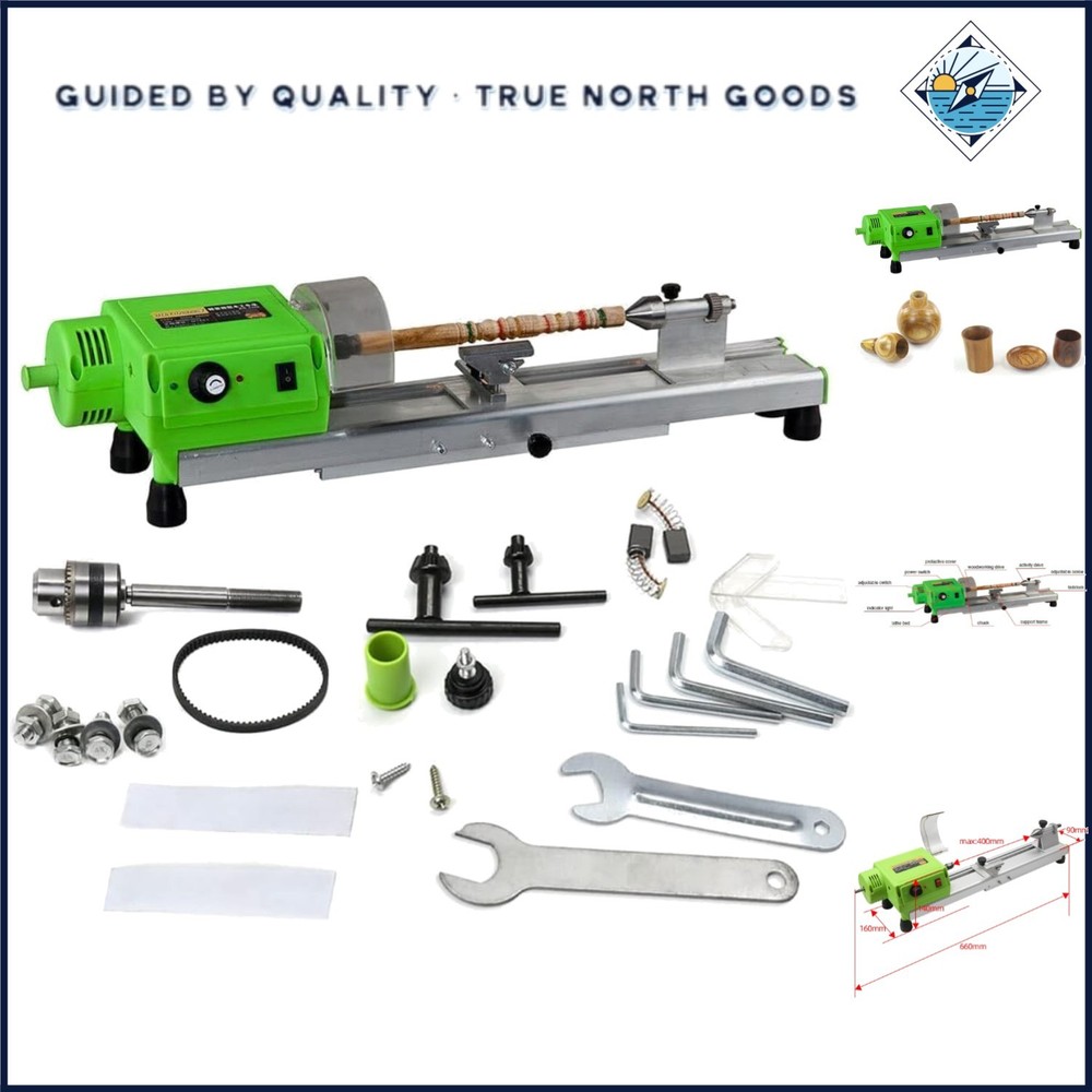 Compact Mini Wood Lathe with Variable Speed Control for DIY Crafts and Projects