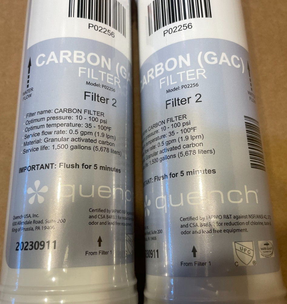Quench Carbon (GAC) Filter For Bottomless Water Cooler 2 Pack Model P02256