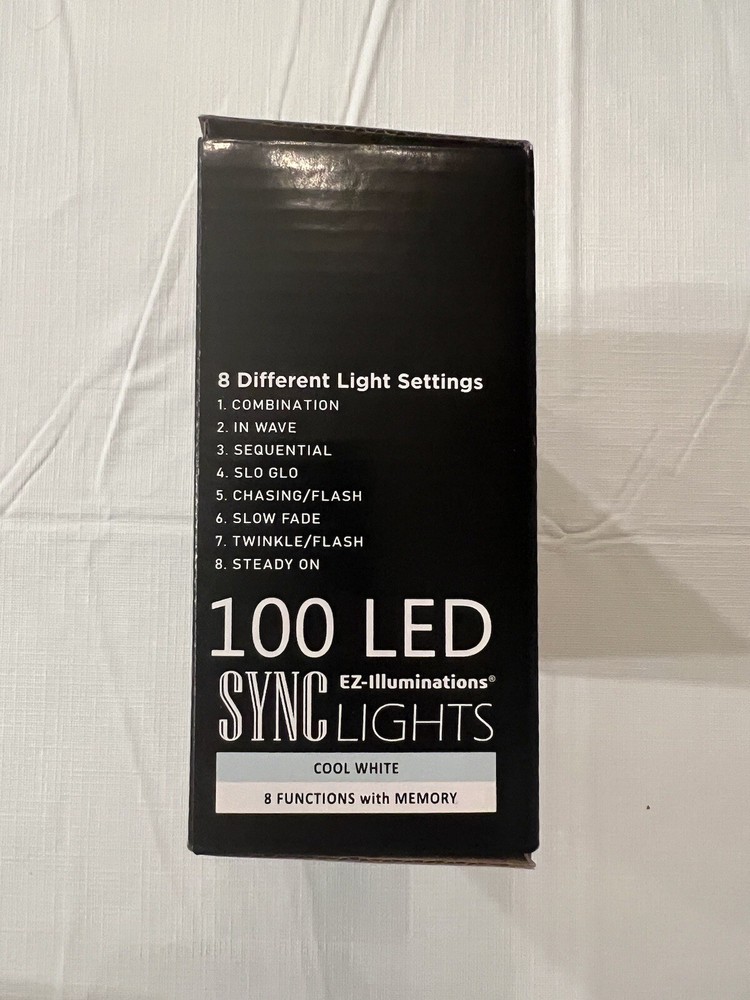 EZ-Illuminations Sync Lights 100 CT LED Mini String Cool White Memory Christmas