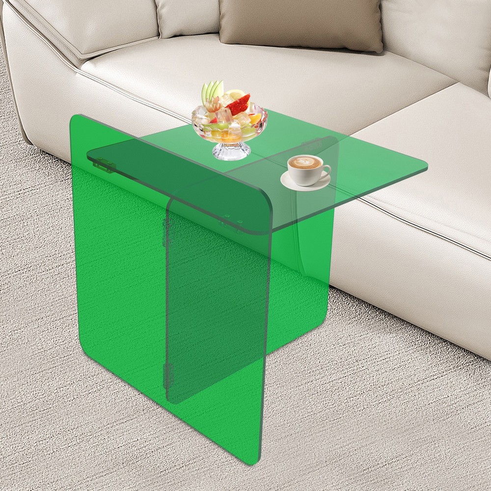 Acrylic Side Table, End Table, Free Standing Green Modern Bedside Table