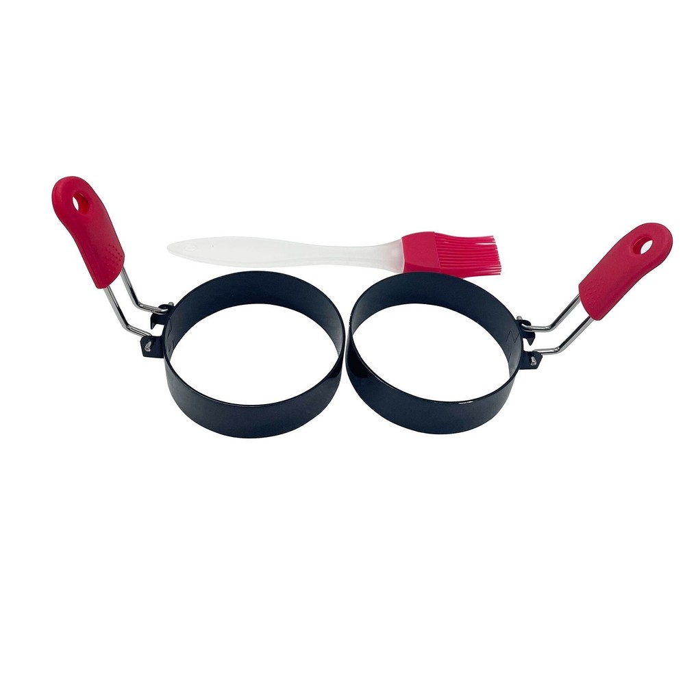 2PCS/Set Round Egg Fried Mold Pancake Shaper Egg Rings Kitchen Tool with Handle