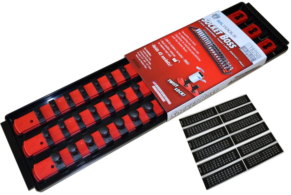 MLTOOLS Socket Organizer Twist Lock Universal Socket Boss Rail Set Made in USA