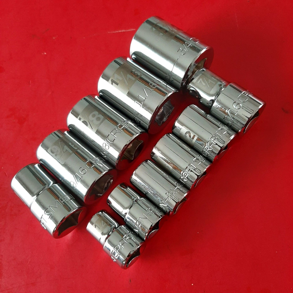NEW 11 Piece Craftsman 3/8" & 1/2" Drive 8 Point Double Square Socket Set