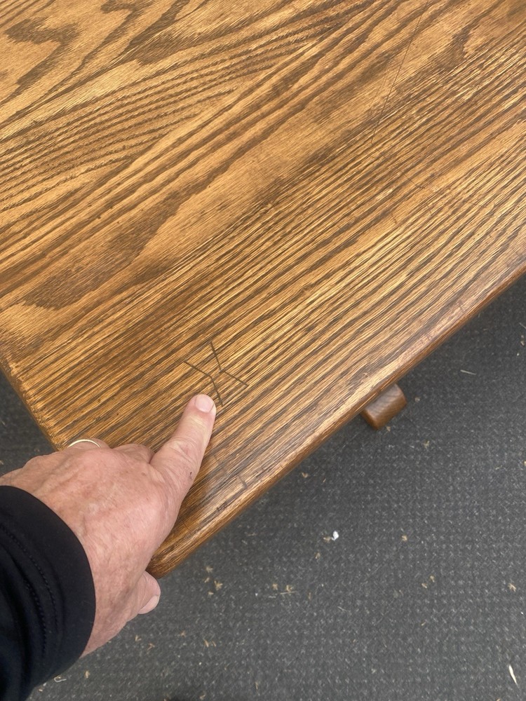 66523 Solid Oak Double Pedestal Trestle Dining Table