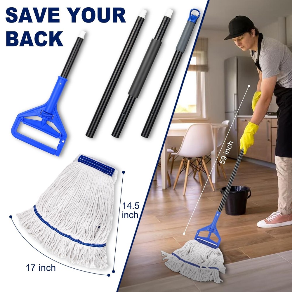 Loop-End String Mop Heavy Duty Commercial Industrial Mops with 2 Ex... Fast Ship