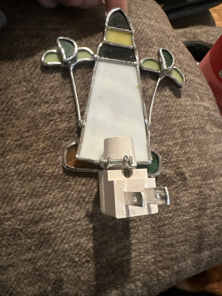 Stained Glass Lighthouse Plug in Night Light on/off switch Works