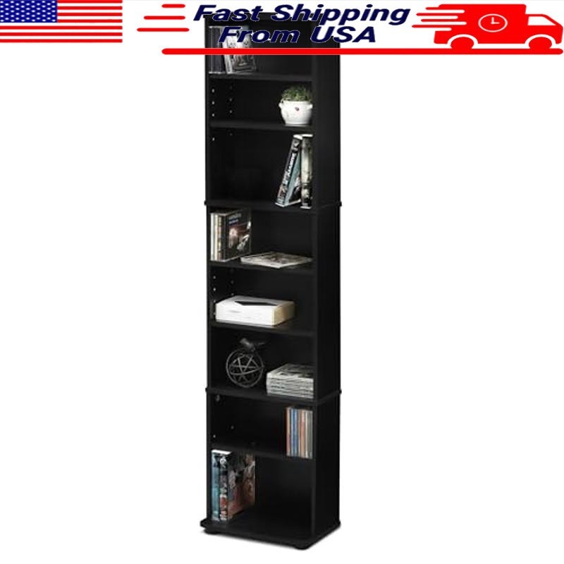 Space Saving Multimedia Storage Tower W/ Adjustable Shelves & Display Rack New