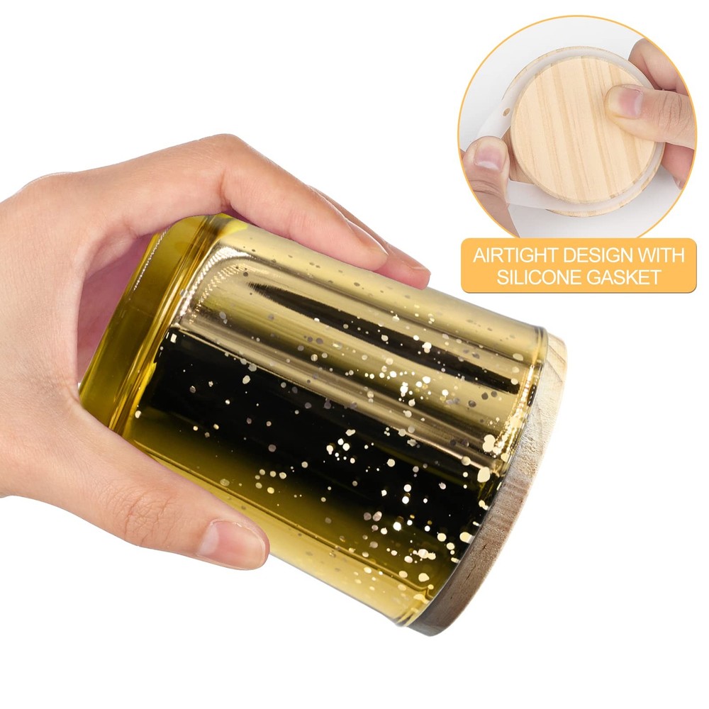 Thick Candle Jars 16 PCS 7 OZ Empty with Wood Lids Gold Sample Container