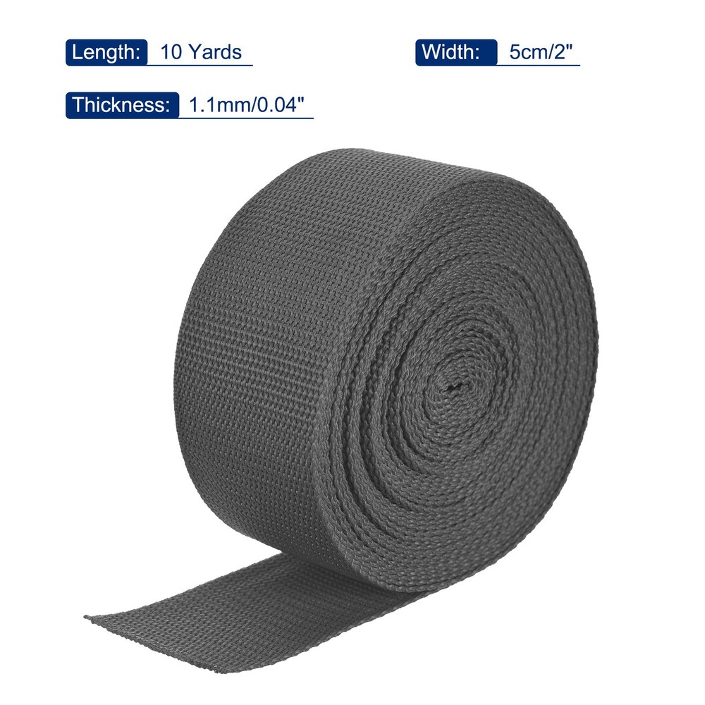 Lightweight Polypropylene Webbing Strap 5cm 10 Yard Dark Grey