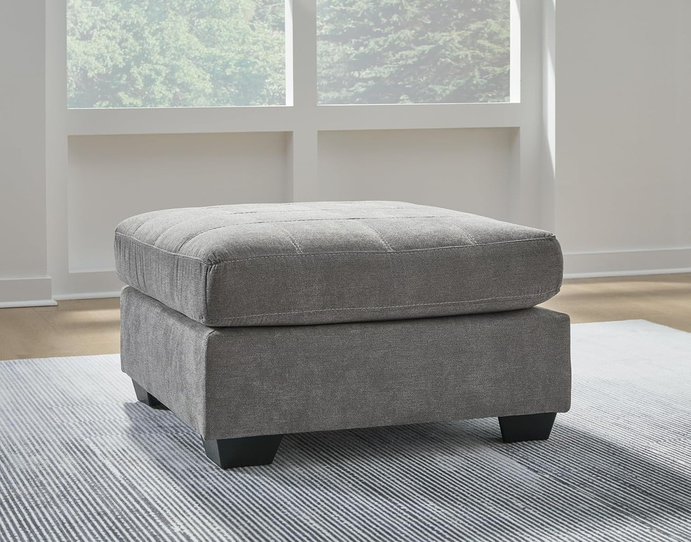 Oversized Light Gray Upholstered Square Accent Ottoman - Marleton Classic