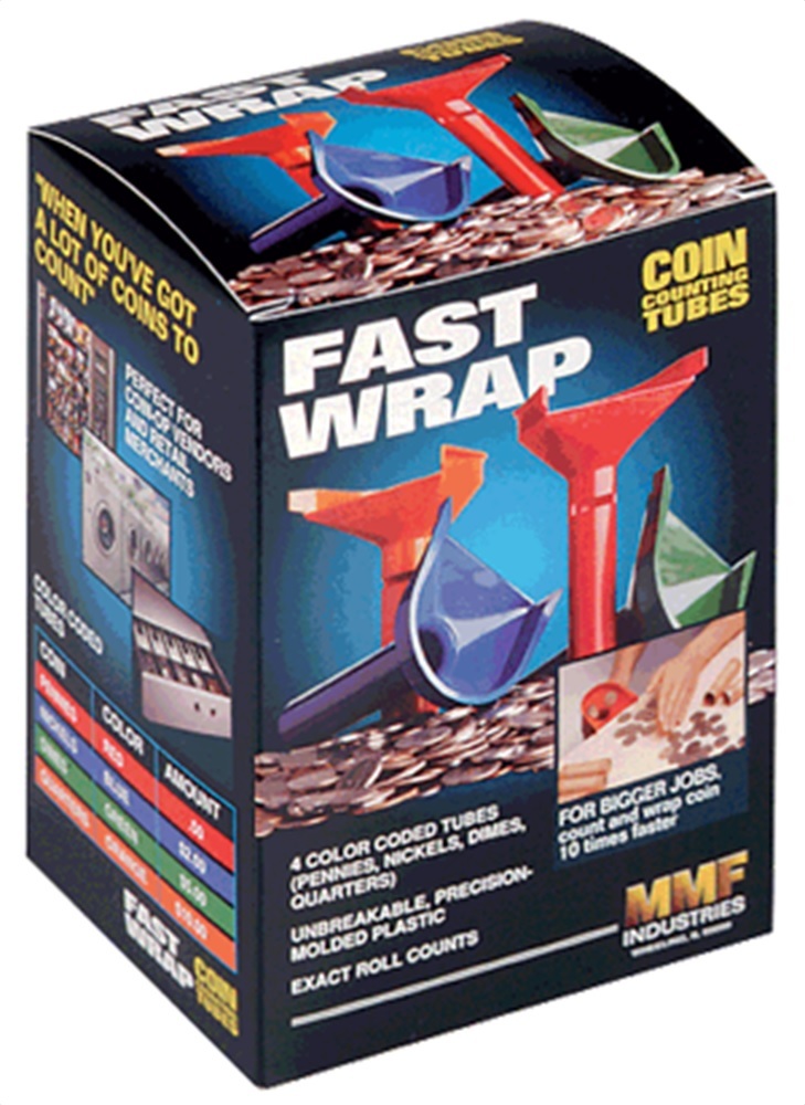 FAST WRAP Coin Counting Tubes Assorted Change Sorter Counter MMF Wrapper 1c-25c