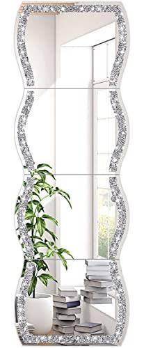 ZOLAPI Full Length Wall Mirror,Wave Pattern Irregular Crushed Diamond Full Body