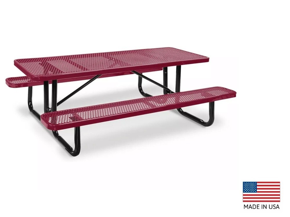PICNIC TABLE Commercial - All Metal Construction & Steel Frame  8 Ft Rectangular