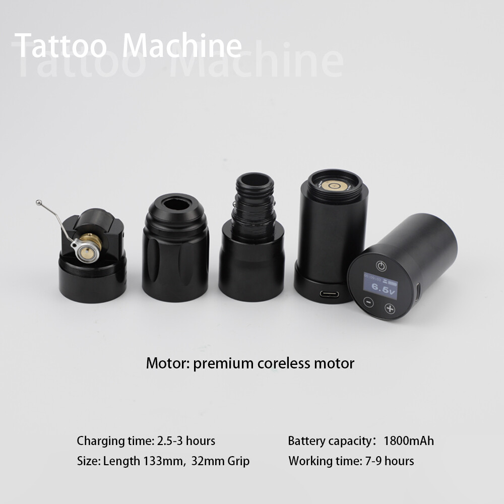 Pro Wireless Tattoo Machine Pen Powerful Coreless Motor with 2 Wireless Battery