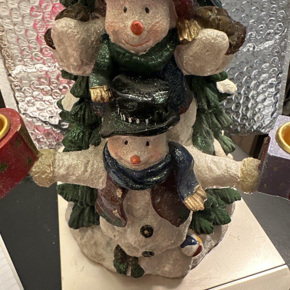 Christmas Tree Candle Holder With 4 Snowmen,