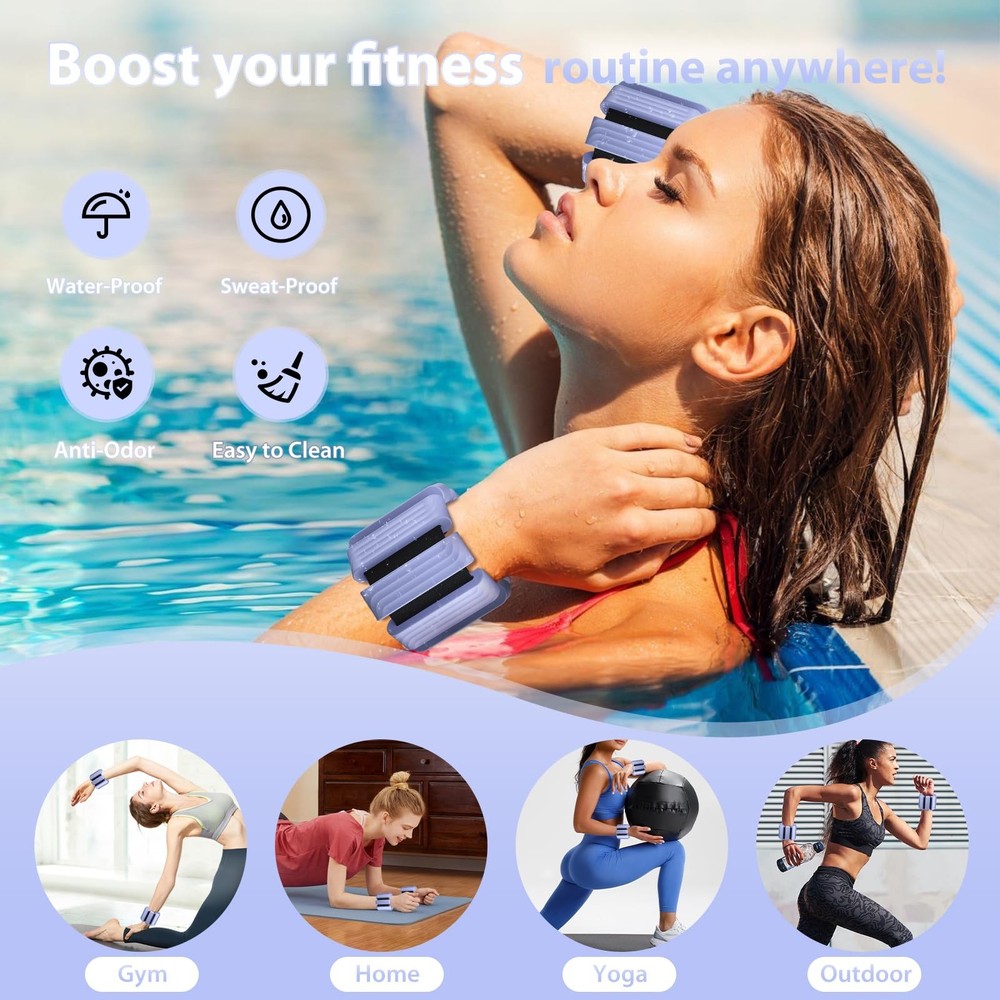 Pilates Ankle Wrist Weights Adjustable 2Lbs Set Walking Yoga Training