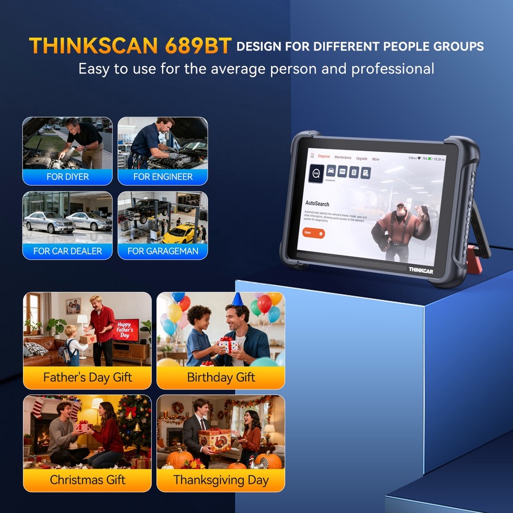 Thinkscan 689BT OBD2 Scanner All System Diagnostic Tool With Thinkcar TKEY101 US