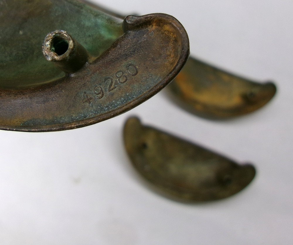 4 Vintage KBC Brass Cupboard Drawer Cabinet Pull Handle