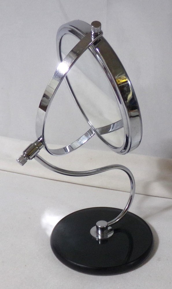 Mid Century Modern Black Acrylic Chrome Make-up Vanity Mirror