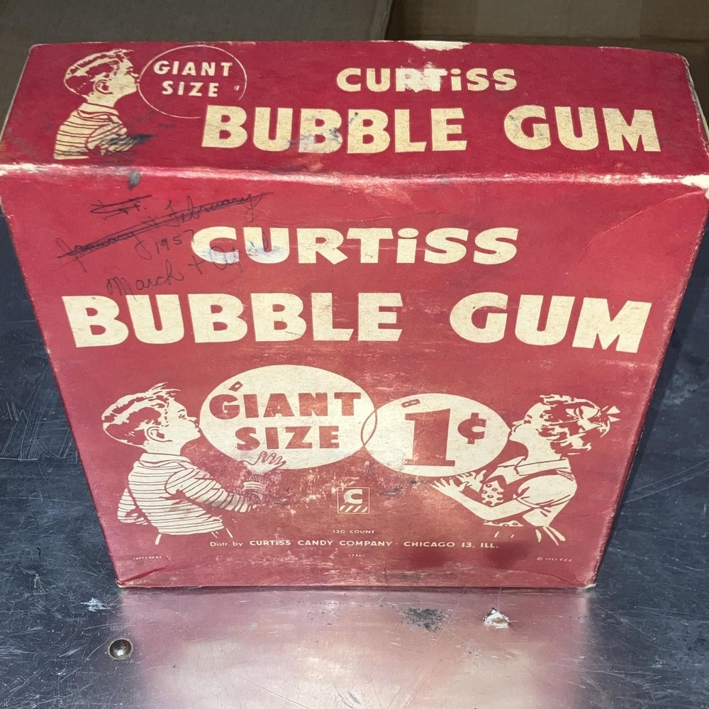 1953 Curtiss Candy Bubble gum giant Size 1 Cent Box Chicago