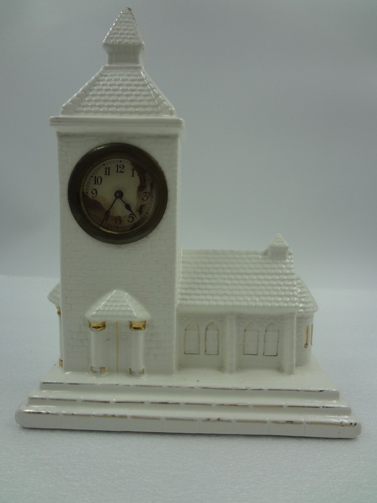 Ceramic Wind up Mantel Table Clock Vintage Works