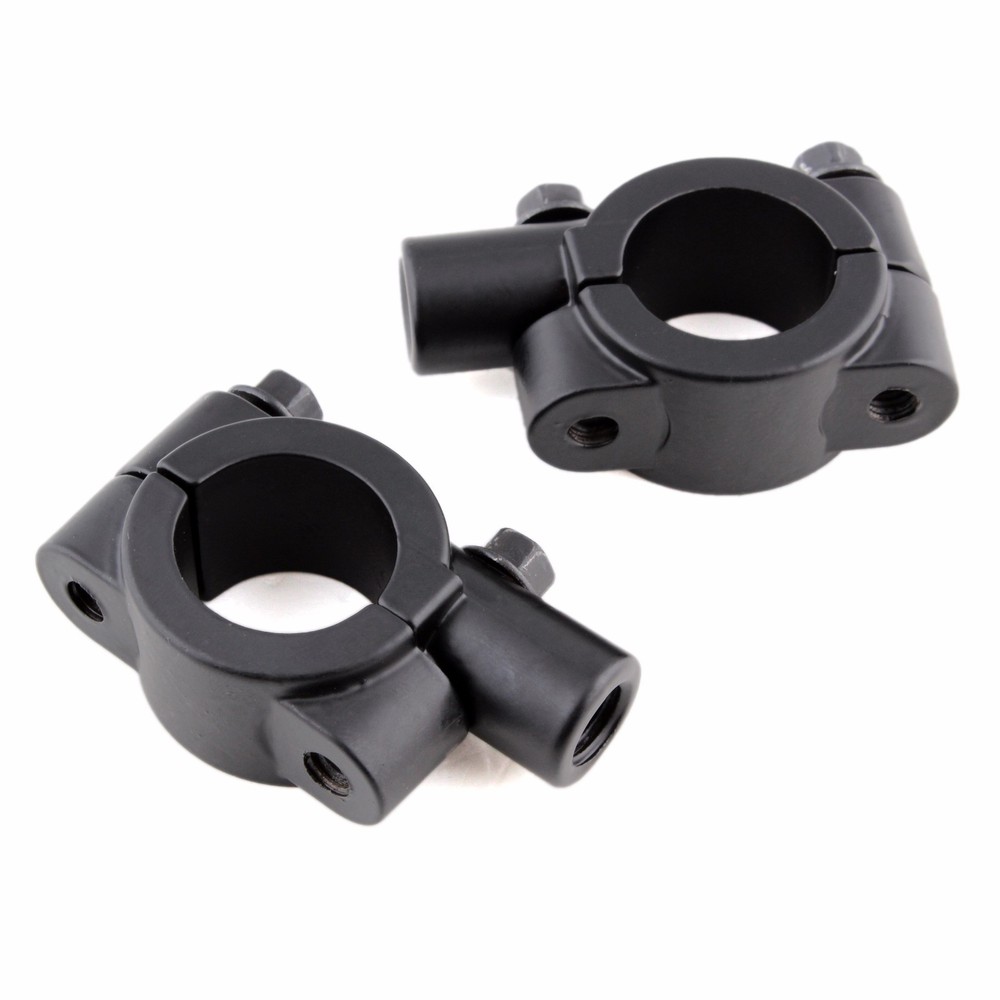 Pair Motorcycle Handlebar Mirrors Clamp On Mounts Bracket 8mm For 7/8" Handlebar