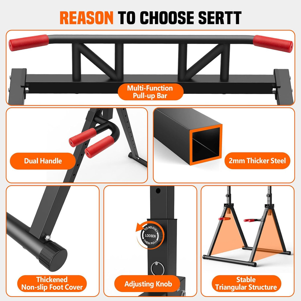 Foldable Power Tower Dip Station for Pull Ups, Dips & Push Ups, Upgraded Free St