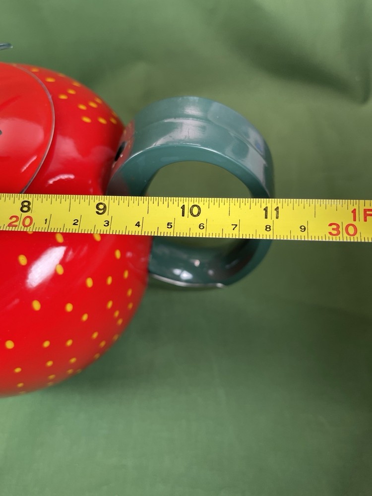 Vtg COPCO ENAMELWARE STRAWBERRY 2.5 Quart - Tea Kettle *Missing Whistle Cap*