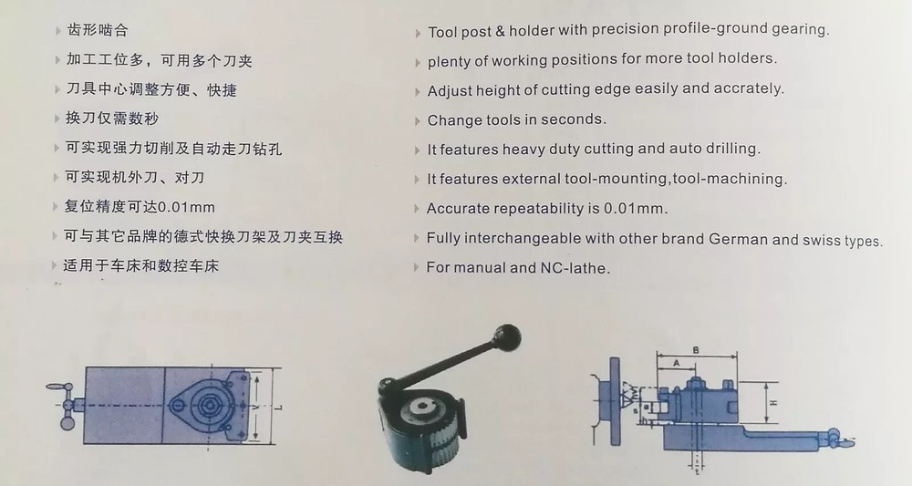 E5 Multifix Lathe Quick Change Tool Post and Locking Lever Without Holders