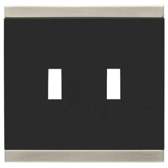 135755 Basic Stripe Black & Satin Nickel Double Switch Cover Wall Plate